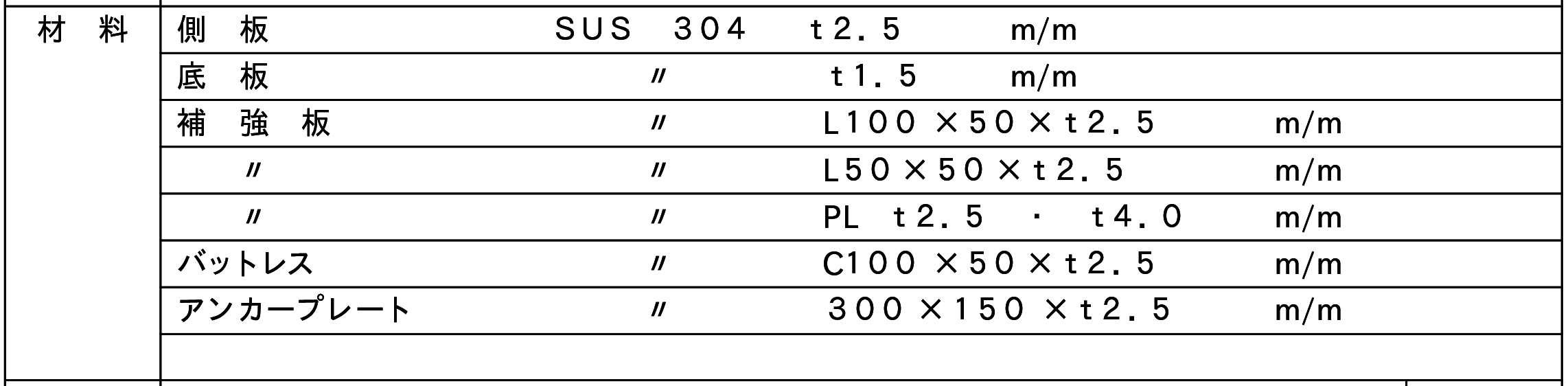 本体仕様書-特記事項-材料